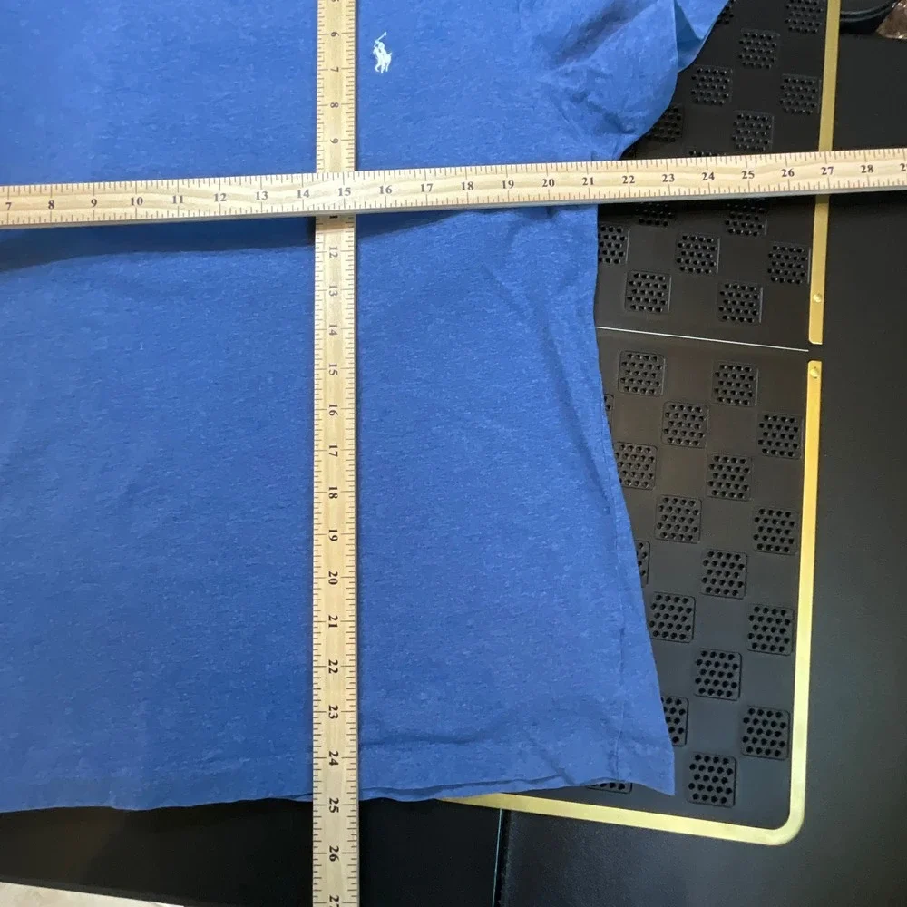 Polo Ralph Lauren Mens V-Neck‎ T-Shirt Blue Heather Cotton Pony Logo Large